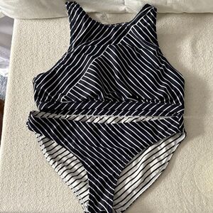 Navy Striped Swimsuit